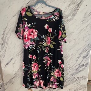 Floral Black and Pink Women's Dress